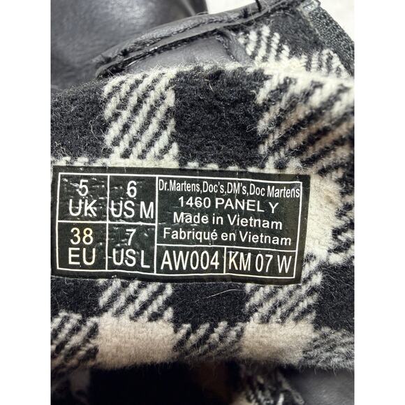 Dr. Martens 1460 Panel Y Ladies 7 Plaid Lined Black Combat Boots Modern Craft main image 6